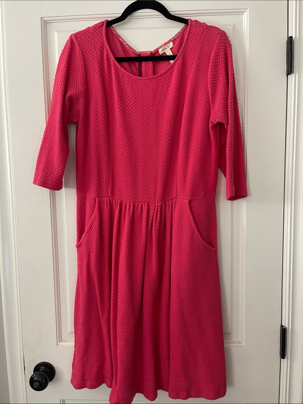 Matilda Jane Bright Pink Textured Fit-and-Flare Dress